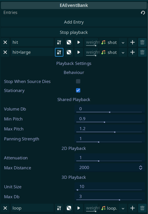 Editing additional bank audio options.